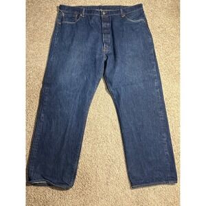 Levis 501 Original Fit Jeans Mens 46x32 Blue Denim Button Fly Straight Leg